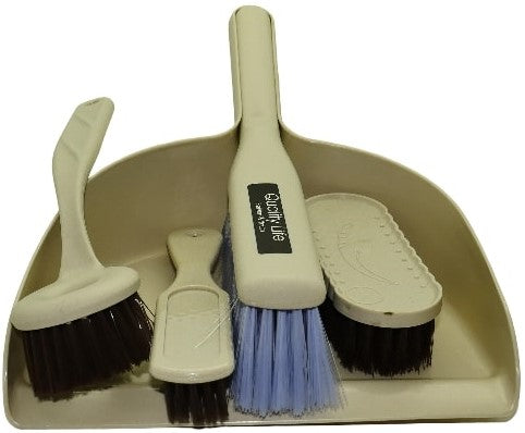 Casey 5 Piece Handheld Dust Pan And Brush Set Cream
