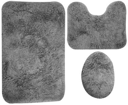 Casey Bathroom Dark Grey 3 Piece Mat Set