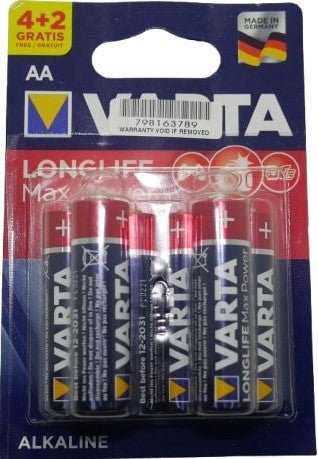 Varta LongLife Max Power Alkaline 6 Pack AA Battery