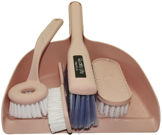 Casey 5 Piece Handheld Dust Pan And Brush Set Pink