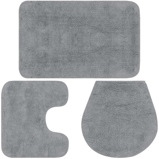 Casey Bathroom Light Grey 3 Piece Mat Set